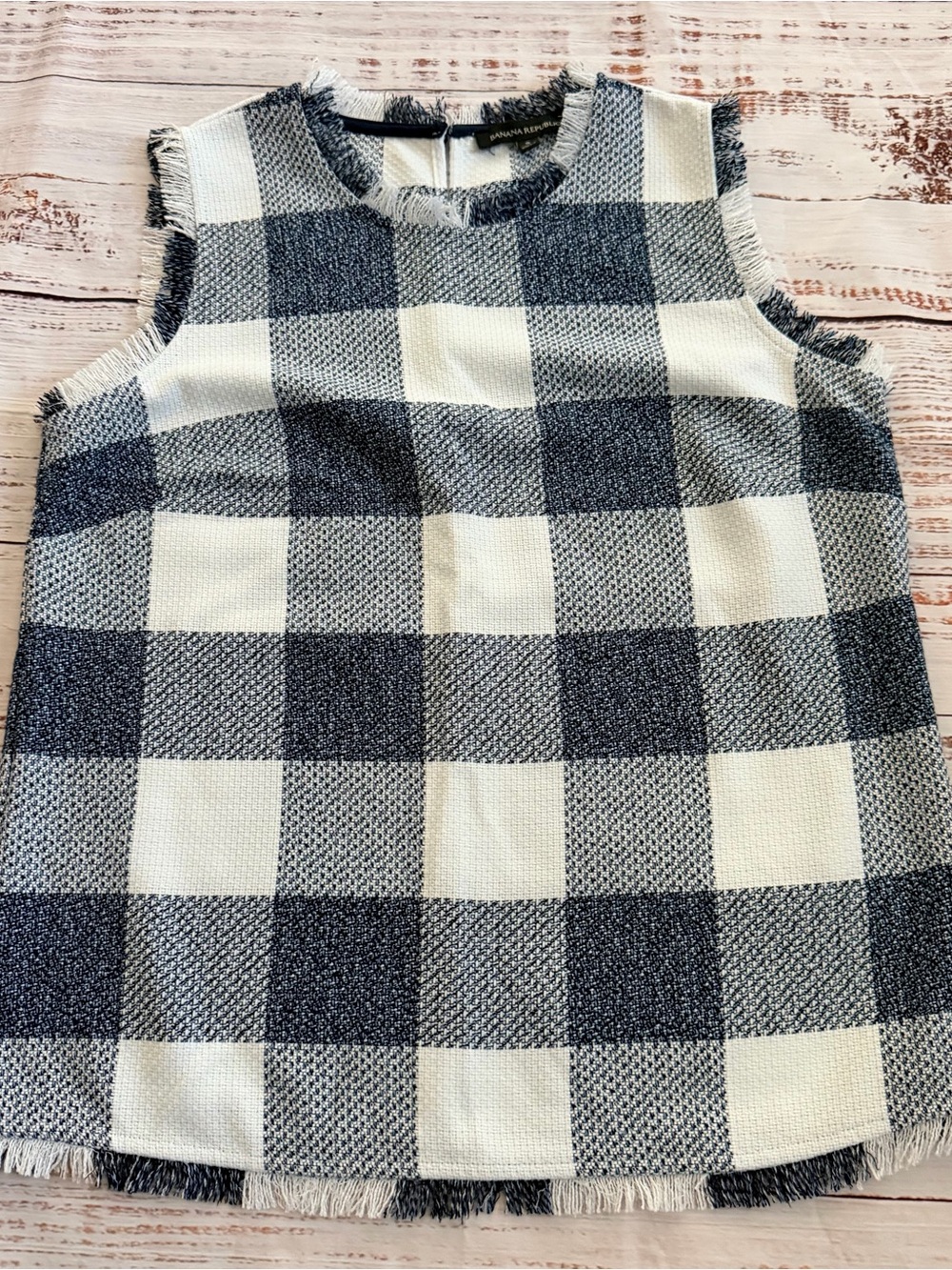 Banana Republic Women’s' Navy & White Check Tweed Tank Size Small
